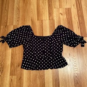 Jcrew Polka-dot cropped peplum top(small)